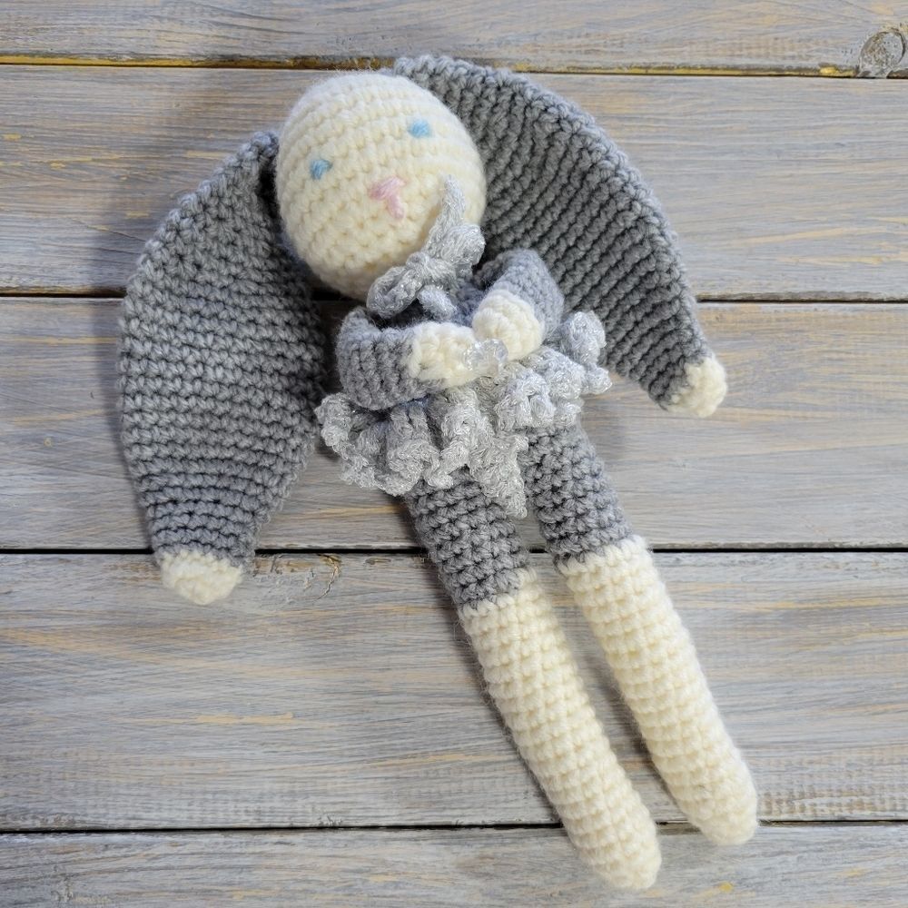 NWOT Handmade Crochet Ballerina Bunny Toy Doll Approx 11"